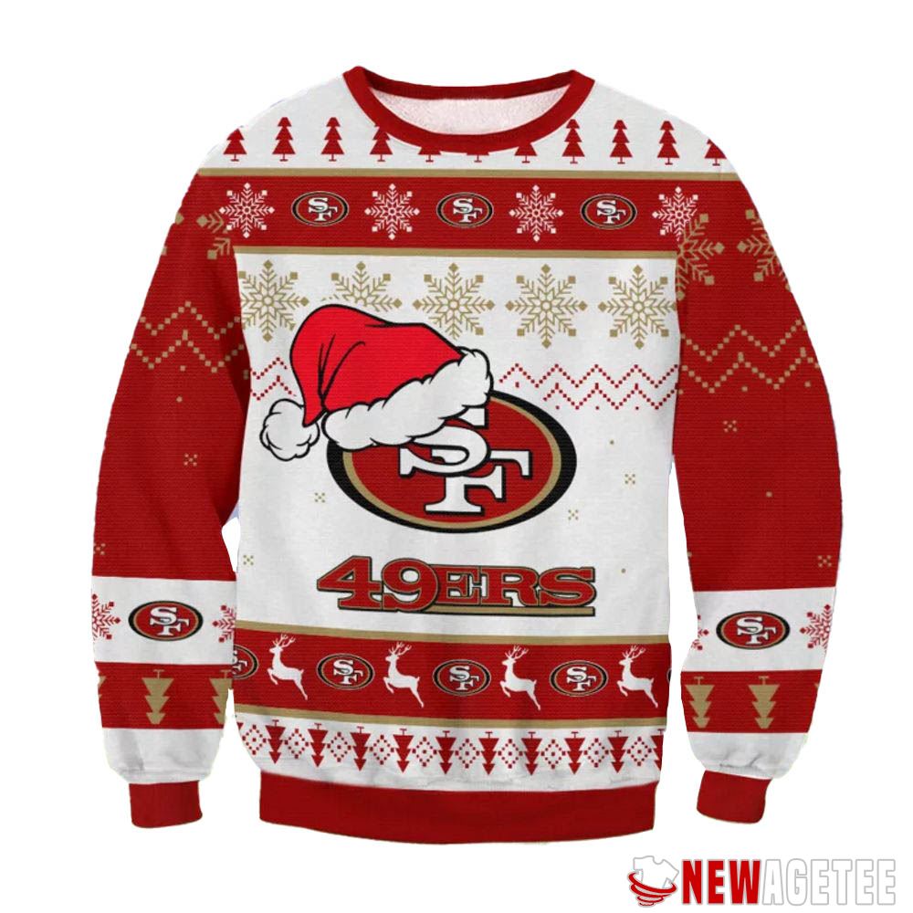 San Francisco 49ers Big Logo Santa Hat Nfl Ugly Christmas Sweater