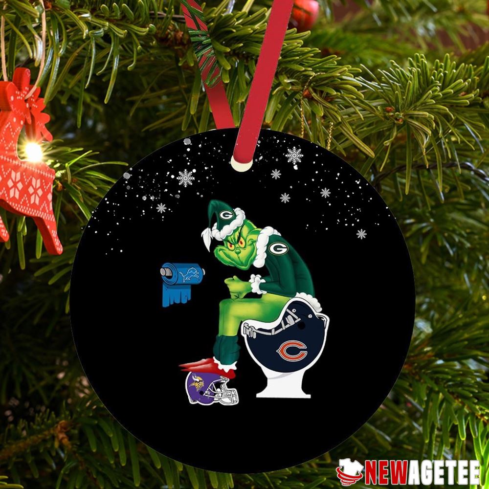 Santa Grinch Green Bay Packers Chicago Bears Detroit Lions Minnesota Vikings Toilet Christmas Ornament