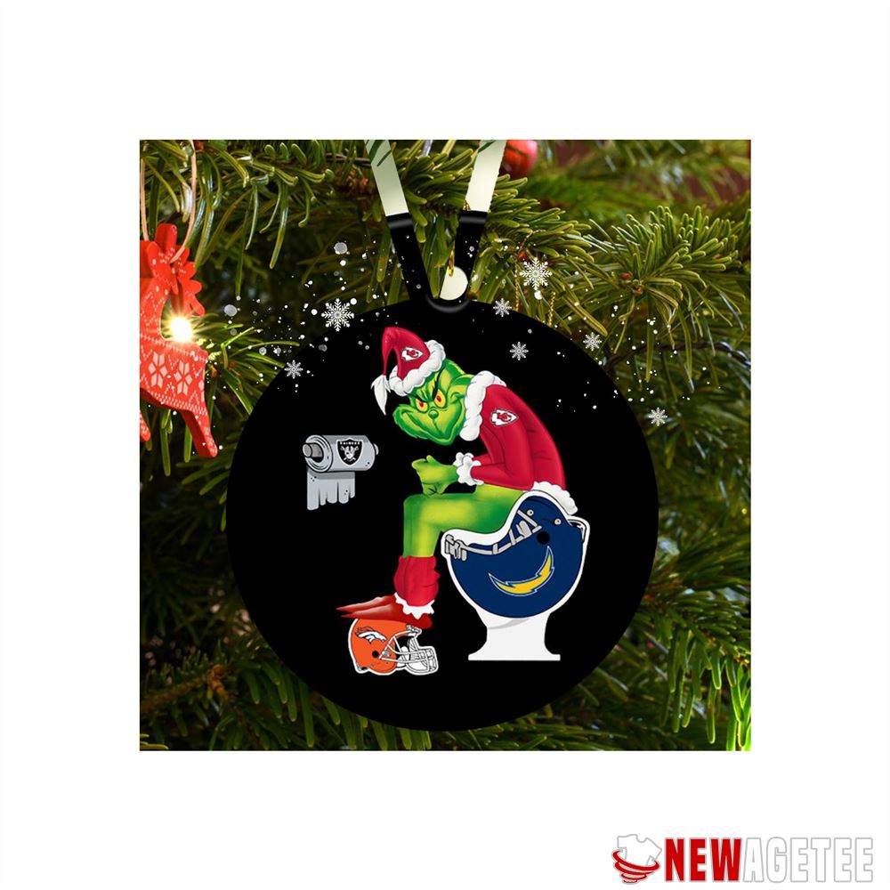 Santa Grinch Green Bay Packers Chicago Bears Detroit Lions Minnesota Vikings Toilet Christmas Ornament