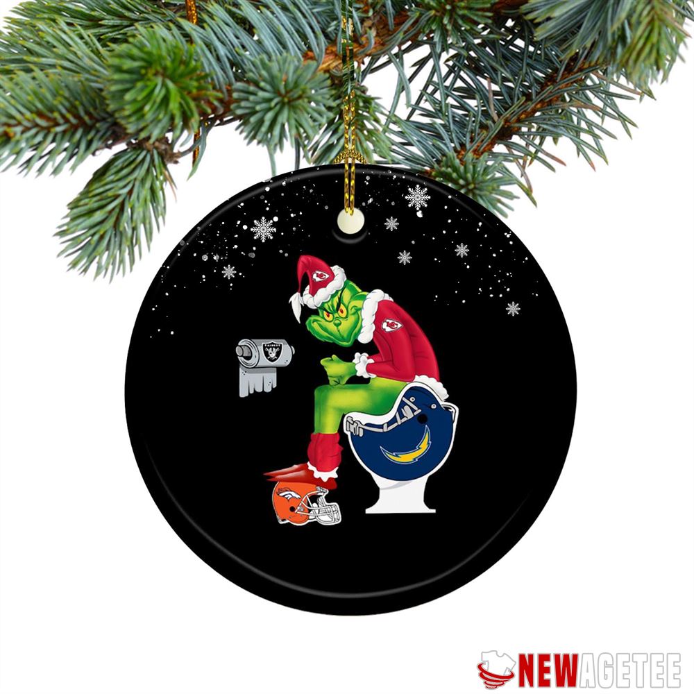 Santa Grinch Kansas City Chiefs Toilet Christmas Ornament