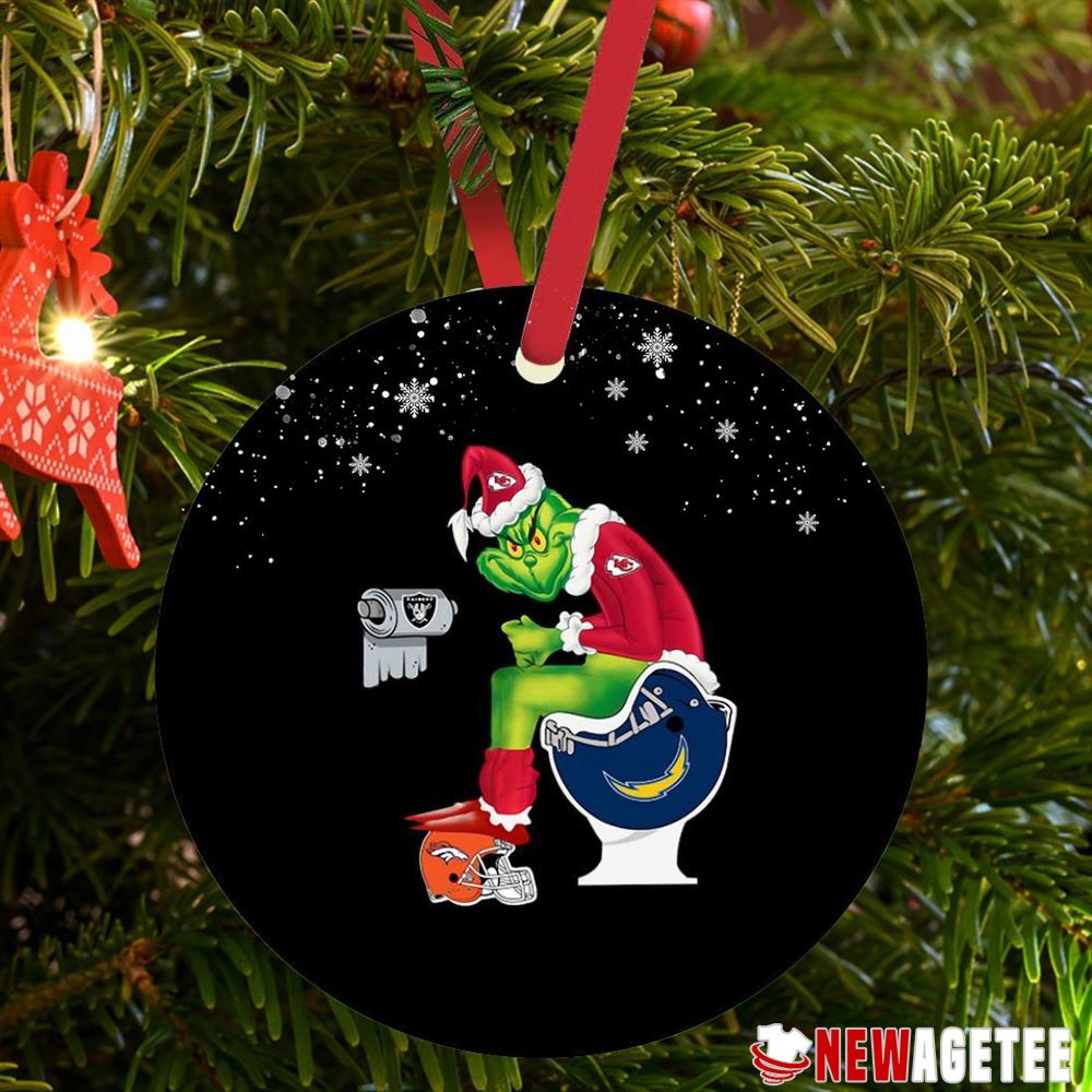 Santa Grinch Kansas City Chiefs Toilet Los Angeles Chargers Christmas Ornament