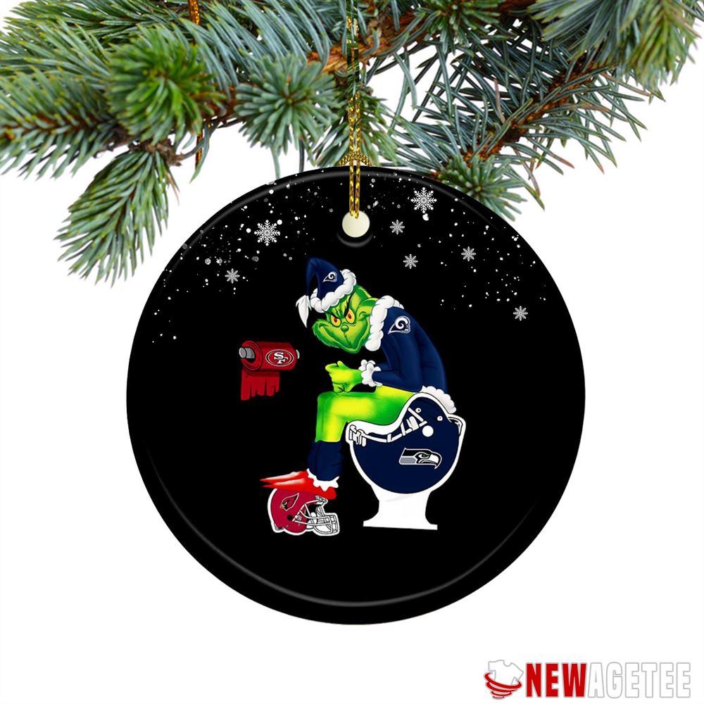 Santa Grinch Kansas City Chiefs Toilet Los Angeles Chargers Christmas Ornament