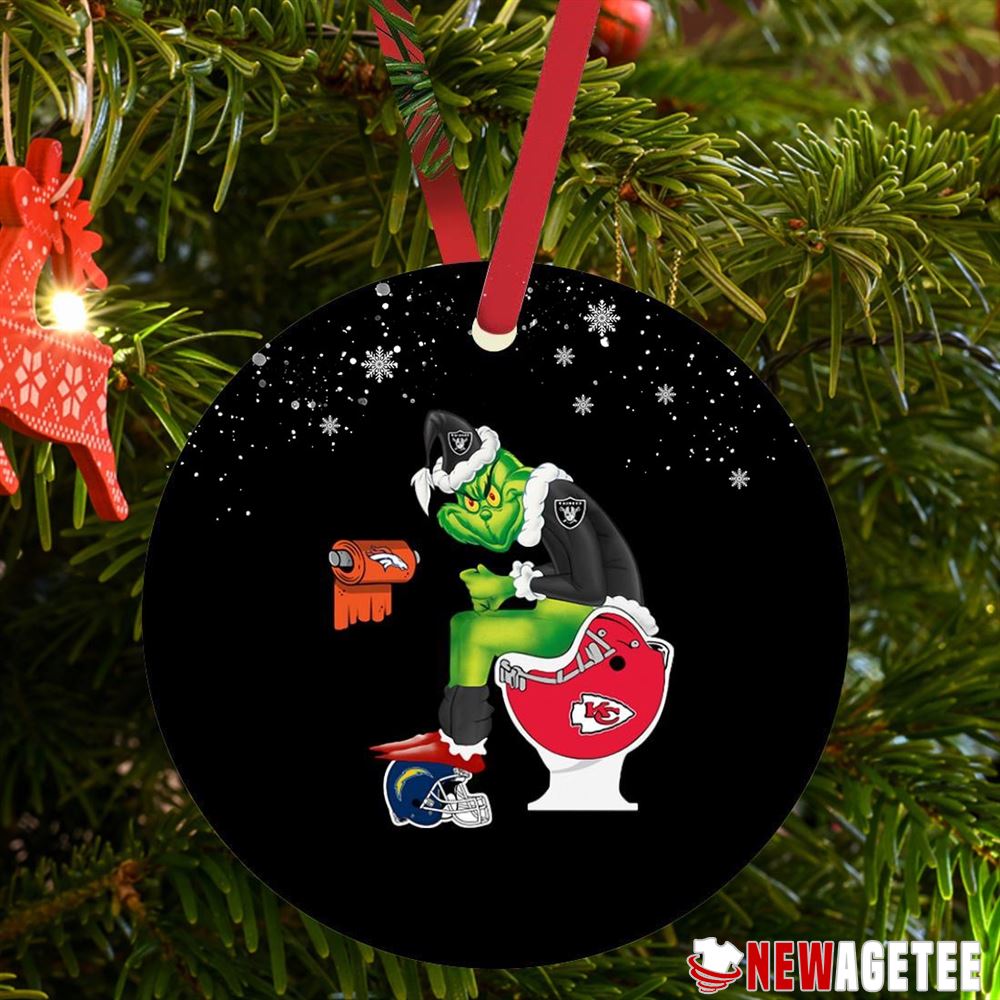 Santa Grinch Oakland Raiders Toilet Christmas Ornament