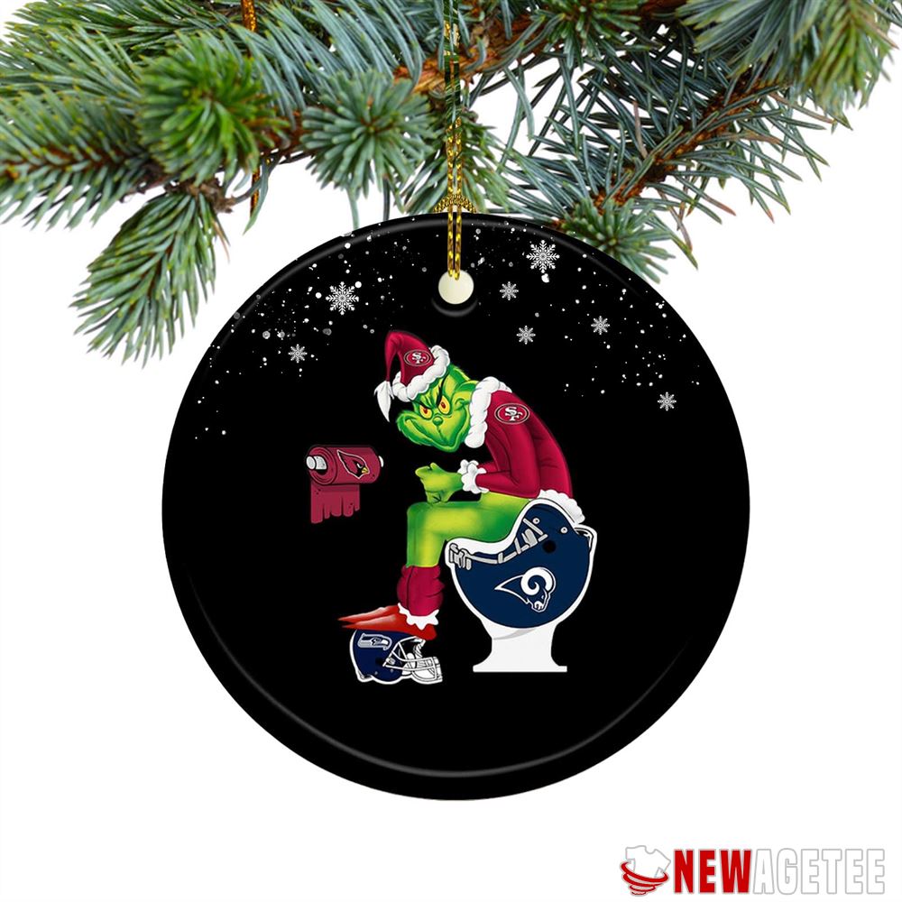 Santa Grinch Oakland Raiders Toilet Christmas Ornament