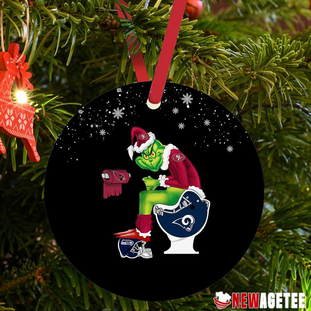 Santa Grinch San Francisco 49ers Toilet Christmas Ornament