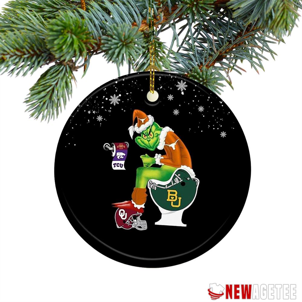 Santa Grinch Texas Longhorns Toilet Christmas Ornament