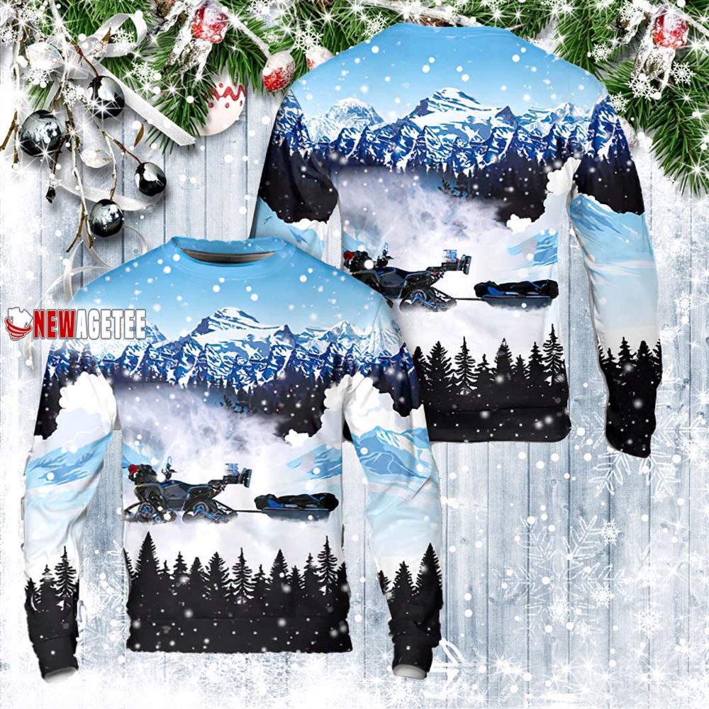 Snowmobile Ice Fishing Atv With Removable Tracks Christmas Sweater