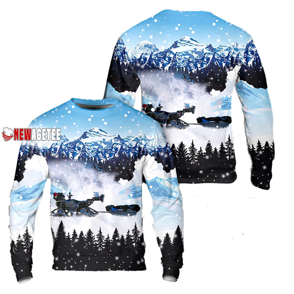 Snowmobile Ice Fishing Atv With Removable Tracks Christmas Sweater