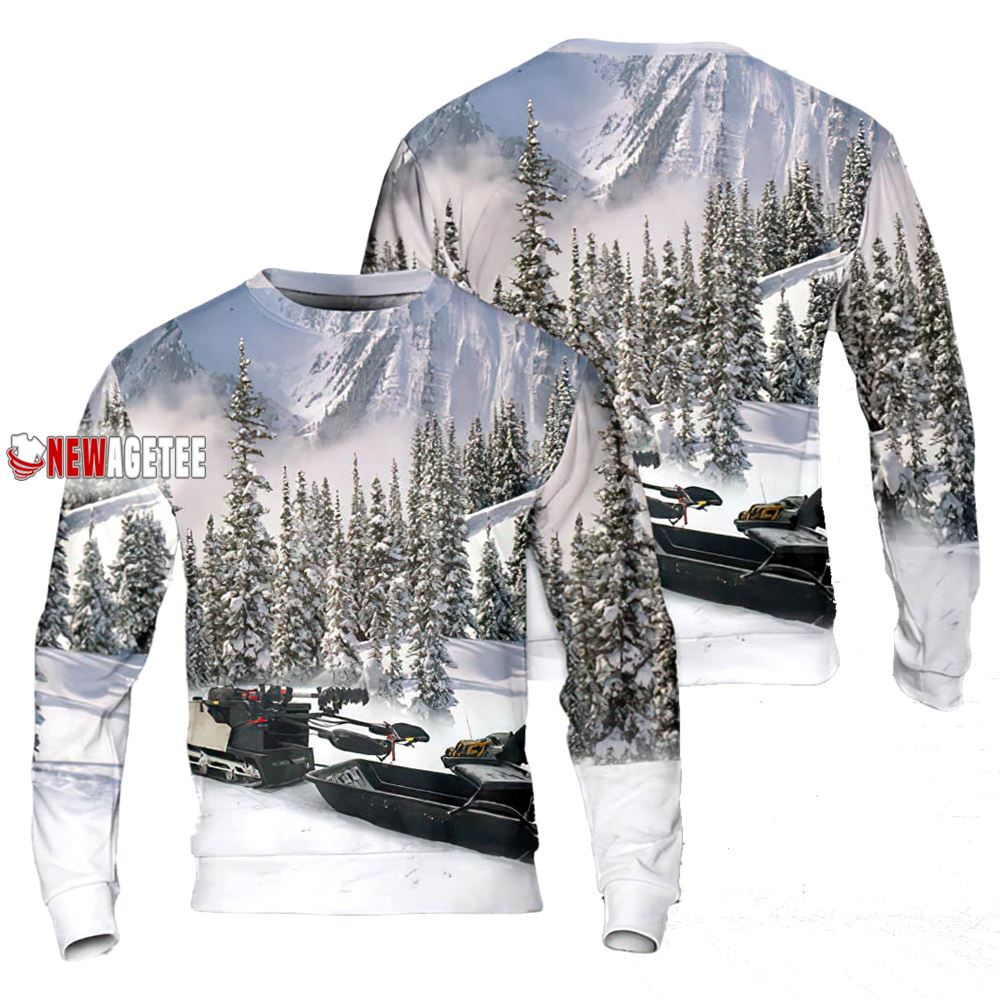Snowmobile Ice Fishing Christmas Sweater