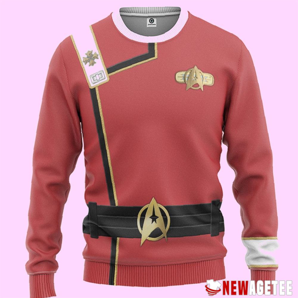 Star Trek Wrath Of Khan Starfleet Red Uniform Ugly Christmas Sweater Star Trek Wrath Of Khan Starfleet Red Uniform Ugly Christmas Sweater