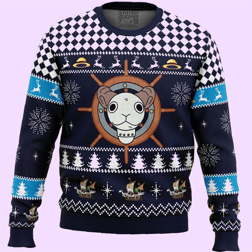 Straw Hat Pirates Ship Going Merry One Piece Christmas Ugly Sweater