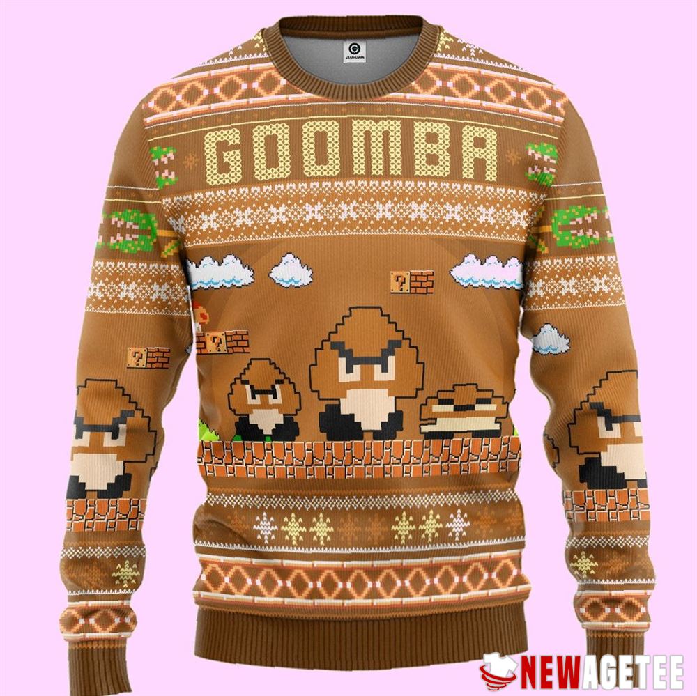 Super Mario Goomba Ugly Christmas Sweater Super Mario Goomba Ugly Christmas Sweater