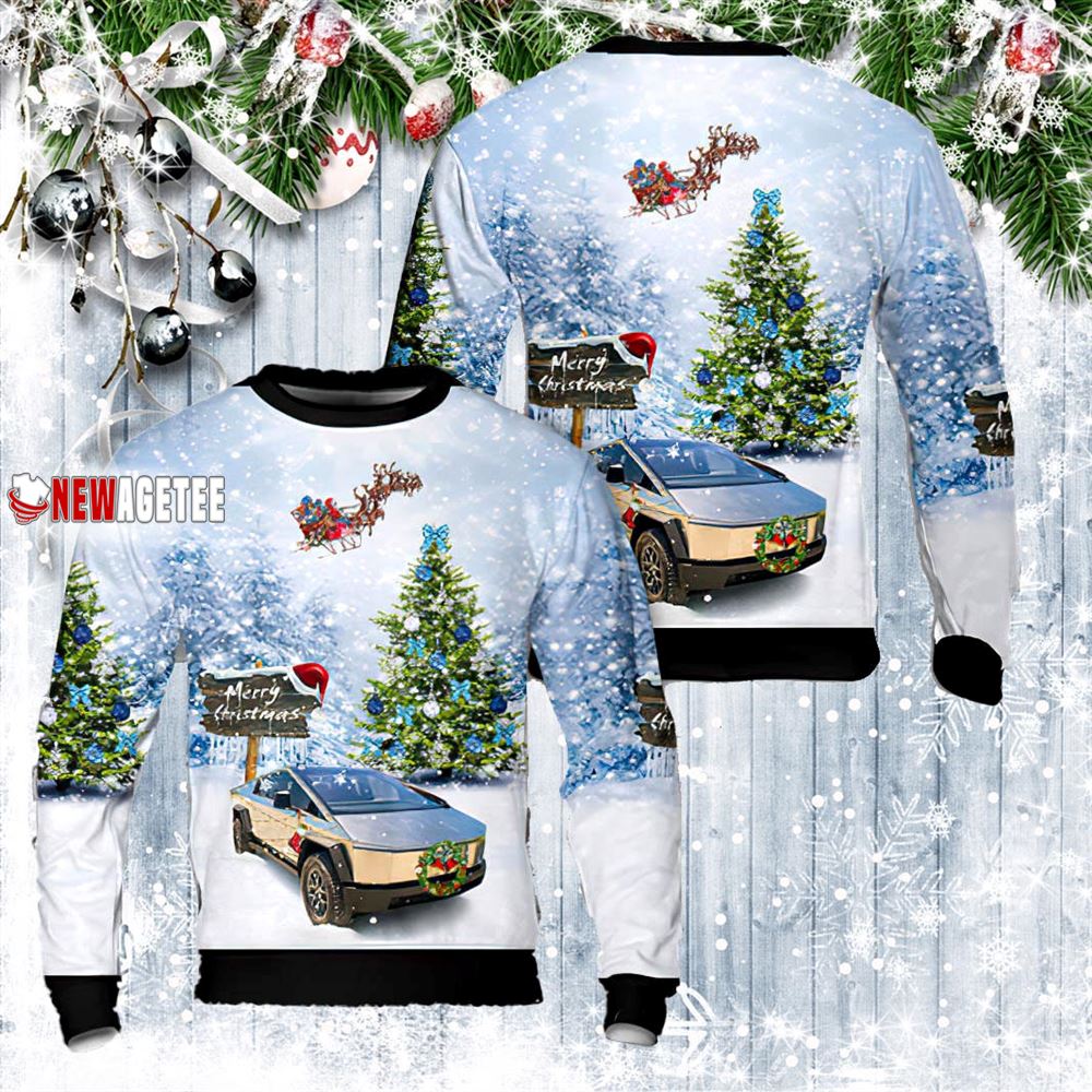 Tesla Cybertruck Christmas Ugly Sweater