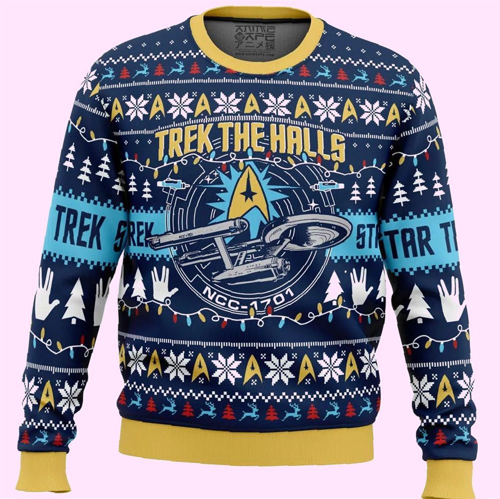 Trek The Halls Star Trek Christmas Ugly Sweater