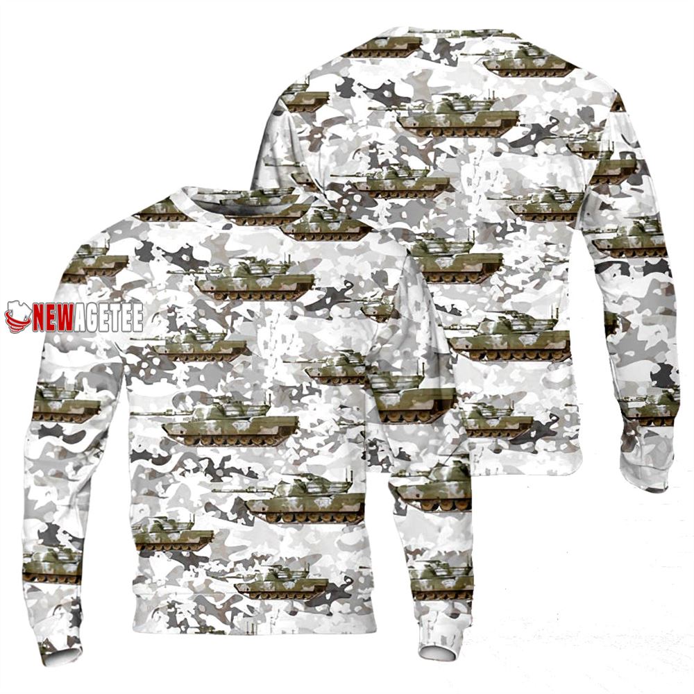 Us Army M1 Abrams Tank Winter Camo Christmas Sweater