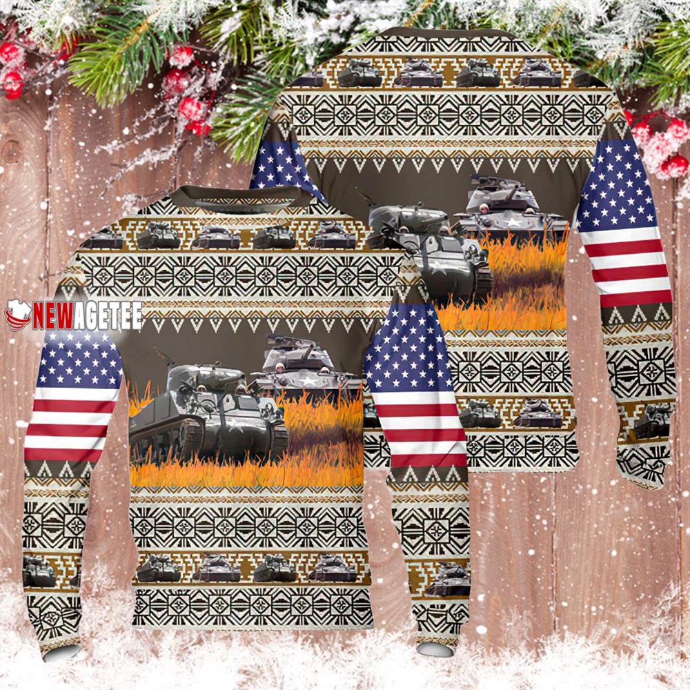 Us Army M4a3 Sherman Christmas Sweater