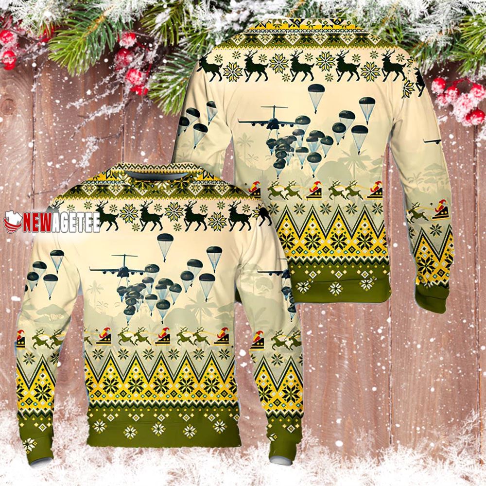 Us Army Paratroopers With The 82nd Airborne Division Parachute Christmas Sweater