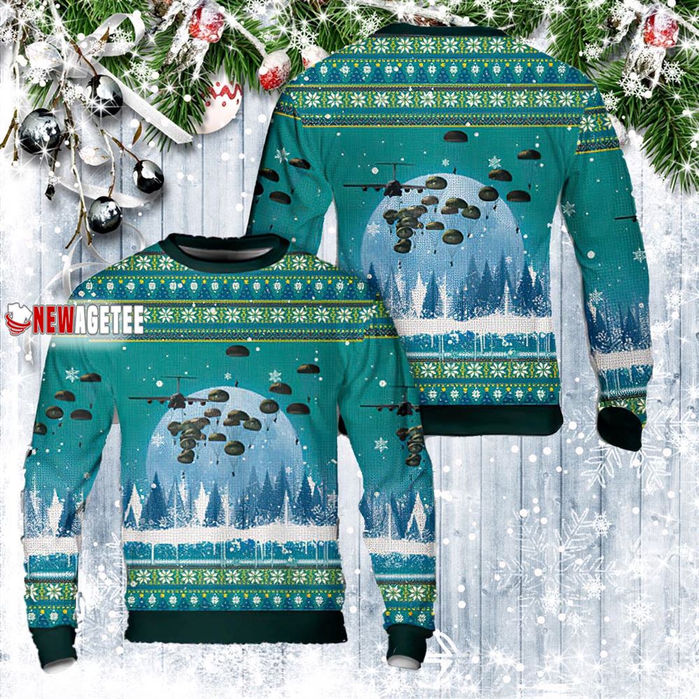 Us Army Paratroopers With The 82nd Airborne Division Parachute Ugly Christmas Sweater