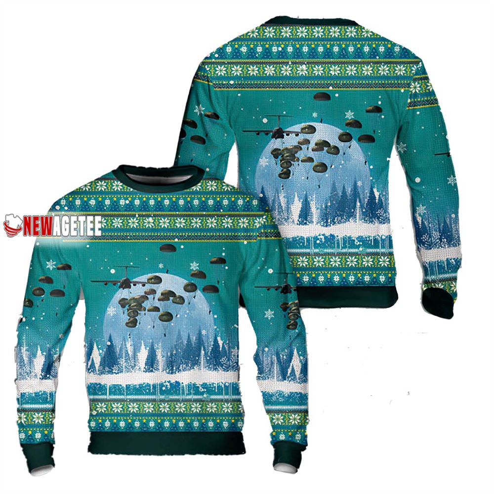 Us Army Paratroopers With The 82nd Airborne Division Parachute Ugly Christmas Sweater