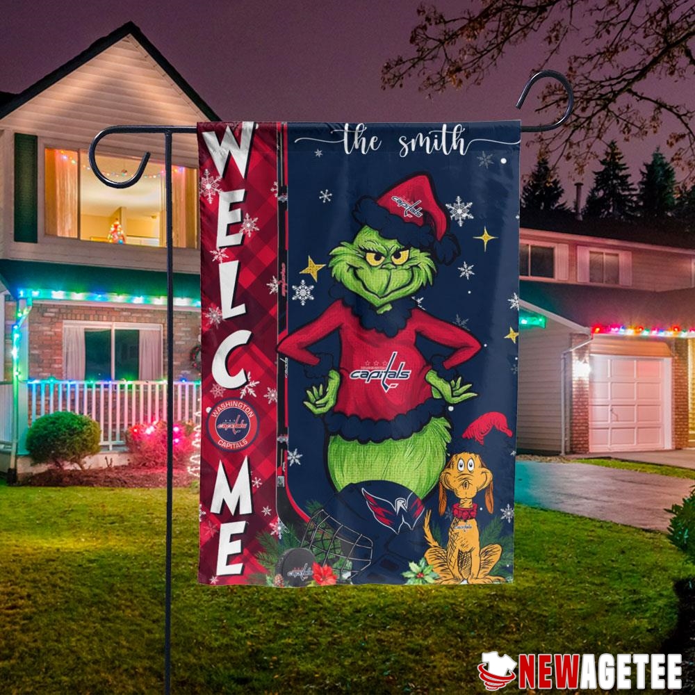 Washington Capitals Grinch Welcome Christmas Personalized Garden House Flag