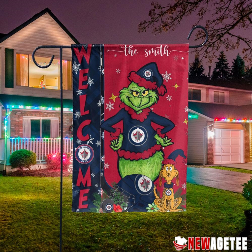 Winnipeg Jets Grinch Welcome Christmas Personalized Garden House Flag