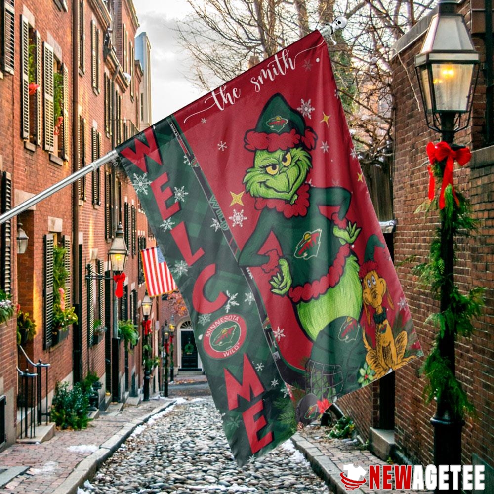 Minnesota Wild Grinch Welcome Christmas Personalized Garden House Flag Minnesota Wild Grinch Welcome Christmas Personalized Garden House Flag