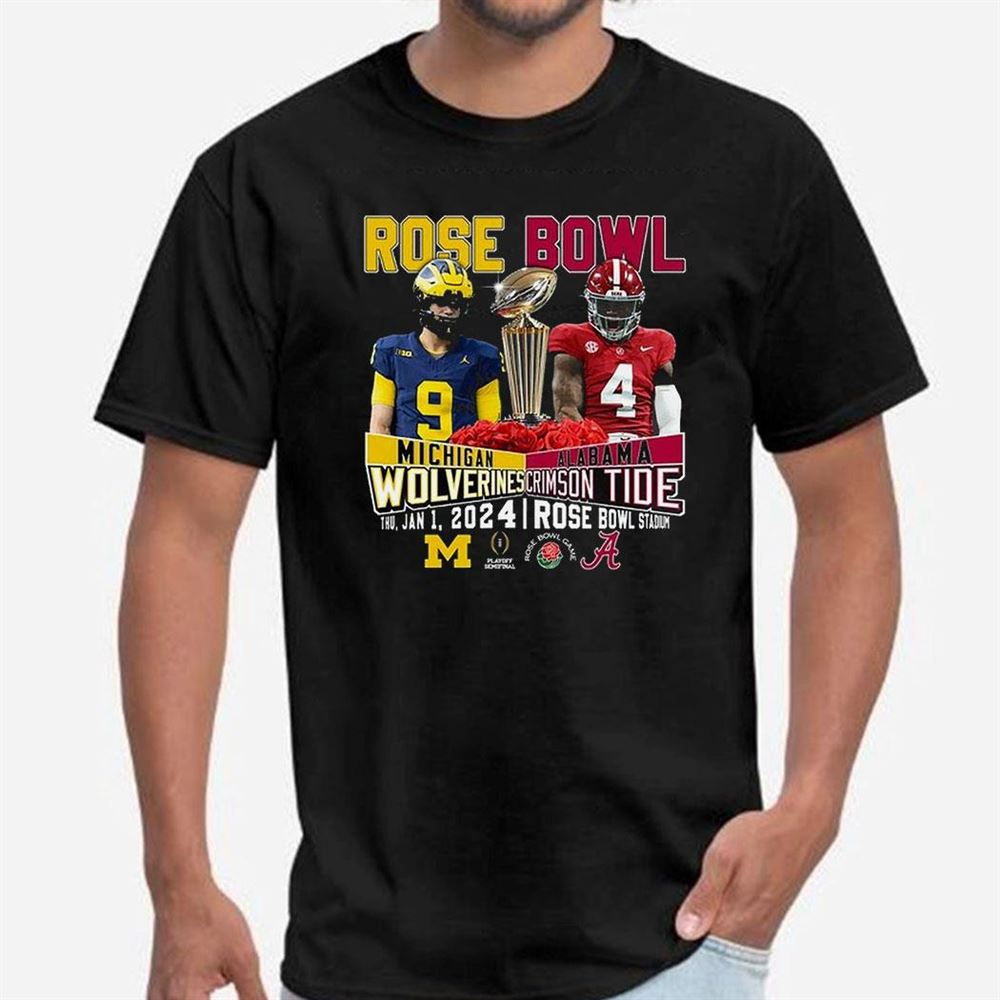 Rose Bowl Michigan Wolverines Vs Alabama Crimson Tide Rose Bowl Stadium Thu Jan 1 2024 T-shirt