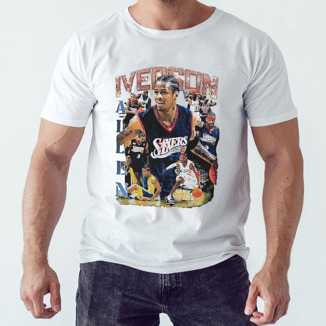 Allen Iverson Philadelphia 76ers Basketball Player Action Pose Shirt