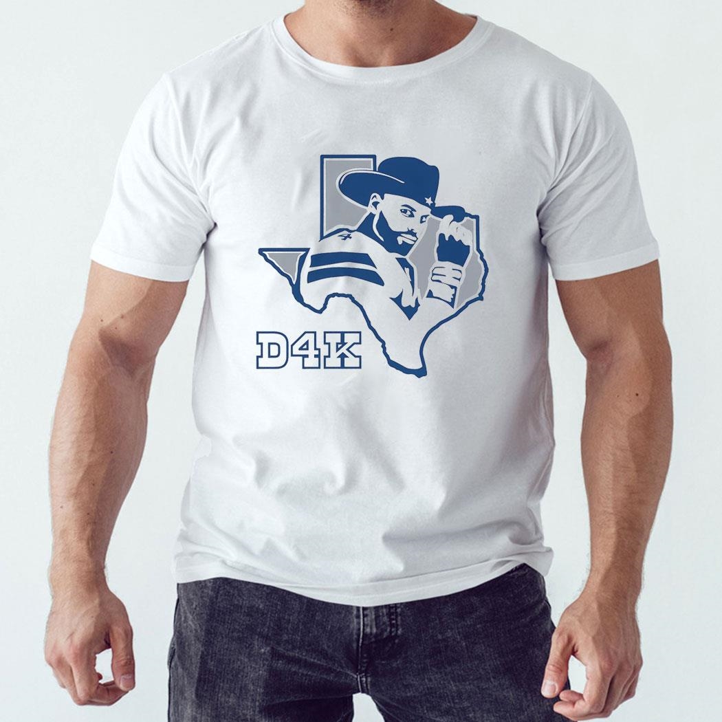 Nfl Dallas Cowboys Football Dak Prescott Player D4k Texas State Map Shirt Long Sleeve Tee