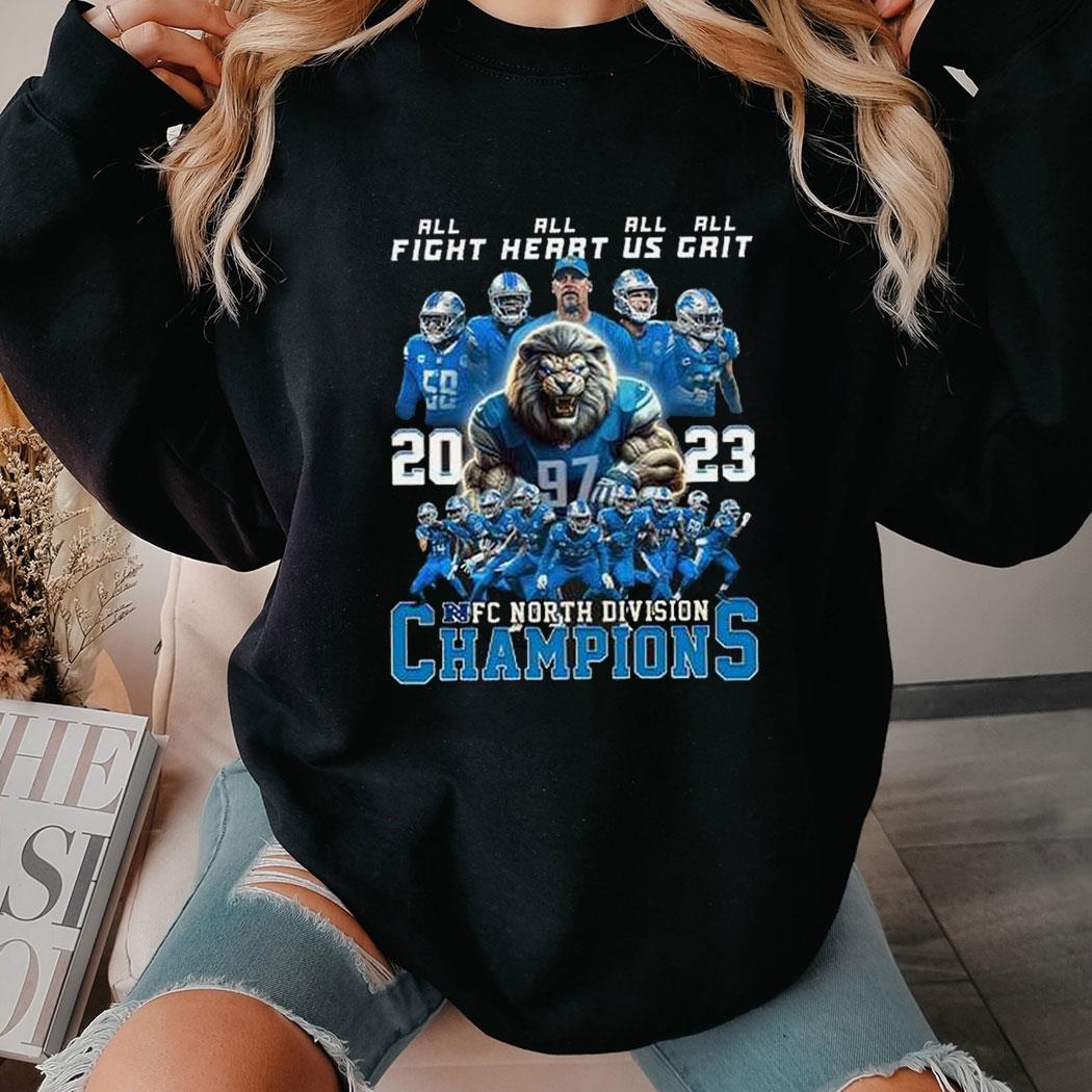 Lions All Fight Heart Us Grit 2023 Nfc North Division Champions Shirt