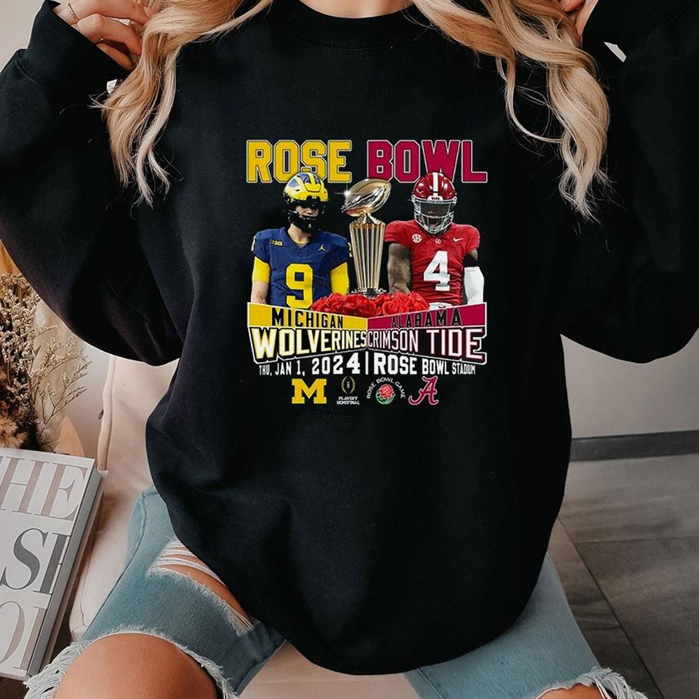 Rose Bowl Michigan Wolverines Vs Alabama Crimson Tide Rose Bowl Stadium Thu Jan 1 2024 T-shirt