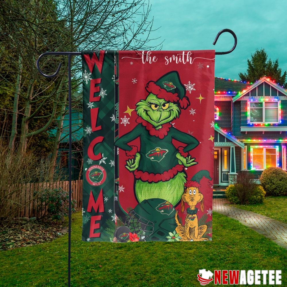 Minnesota Wild Grinch Welcome Christmas Personalized Garden House Flag Minnesota Wild Grinch Welcome Christmas Personalized Garden House Flag