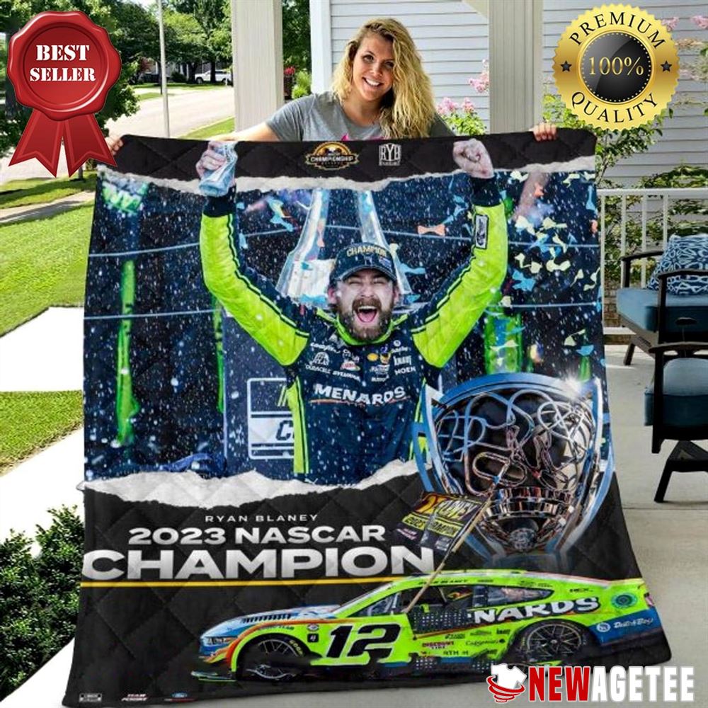 Ryan Blaney X Team Penske 2023 Nascar Champion Quilt Fleece Blanket