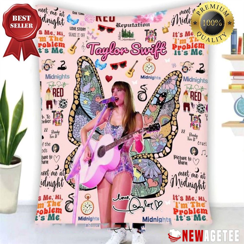 Taylor Swift Meet Me At Midnight Album Quilt Fleece Blanket