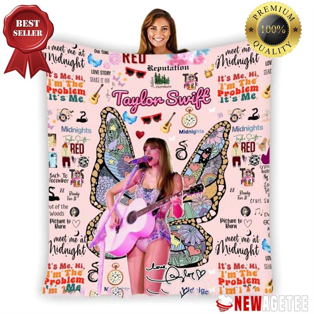 Taylor Swift Meet Me At Midnight Album Quilt Fleece Blanket