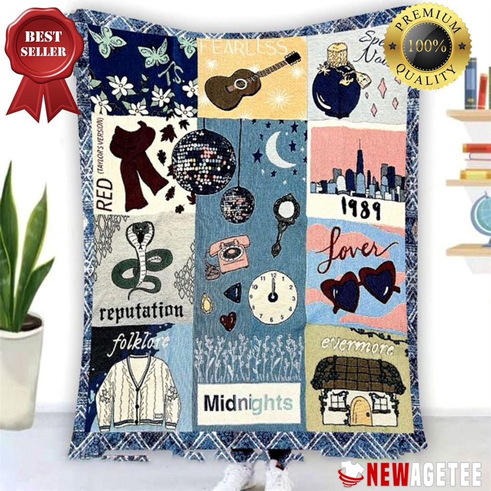 Taylor Swift Reputation Evermore Album Quilt Fleece Blanket