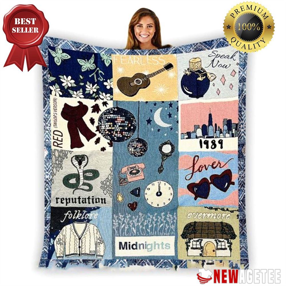 Taylor Swift Reputation Evermore Album Quilt Fleece Blanket