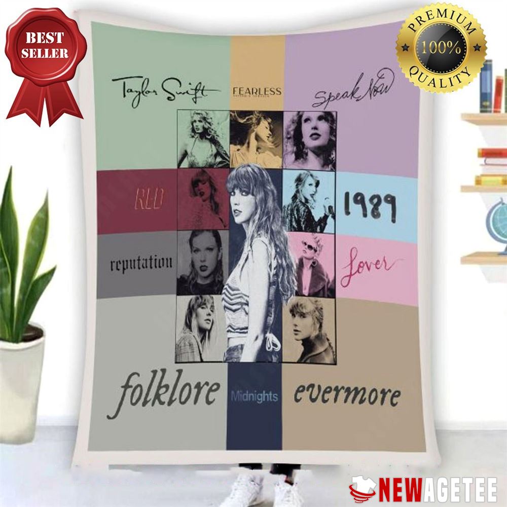 Taylor Swift The Eras Tour Lovers 1989 Evermore Album Quilt Fleece Blanket