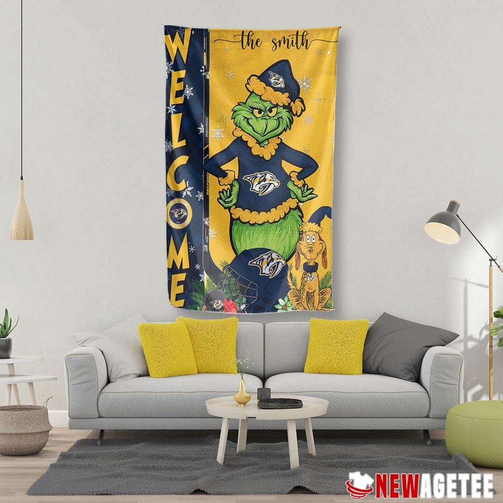 Nashville Predators Grinch Welcome Christmas Personalized Garden House Flag