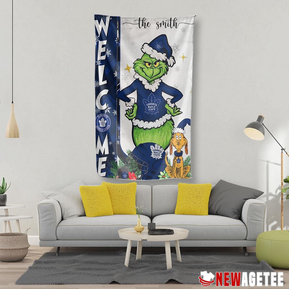 Toronto Maple Leafs Grinch Welcome Christmas Personalized Garden House Flag Toronto Maple Leafs Grinch Welcome Christmas Personalized Garden House Flag