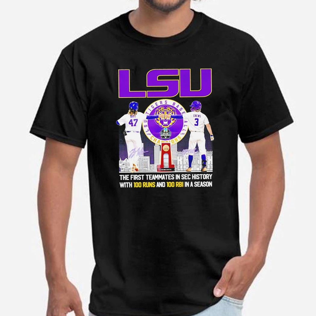 Lsu Tigers Baseball 47 Tommy White 3 Dylan Crews Players Signatures Shirt Hoodie