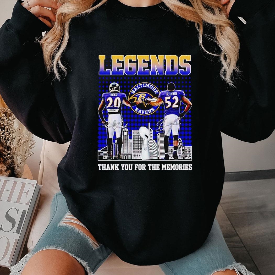 Baltimore Ravens Legends Ed Reed And Ray Lewis Thank You For The Memories Shirt Hoodie