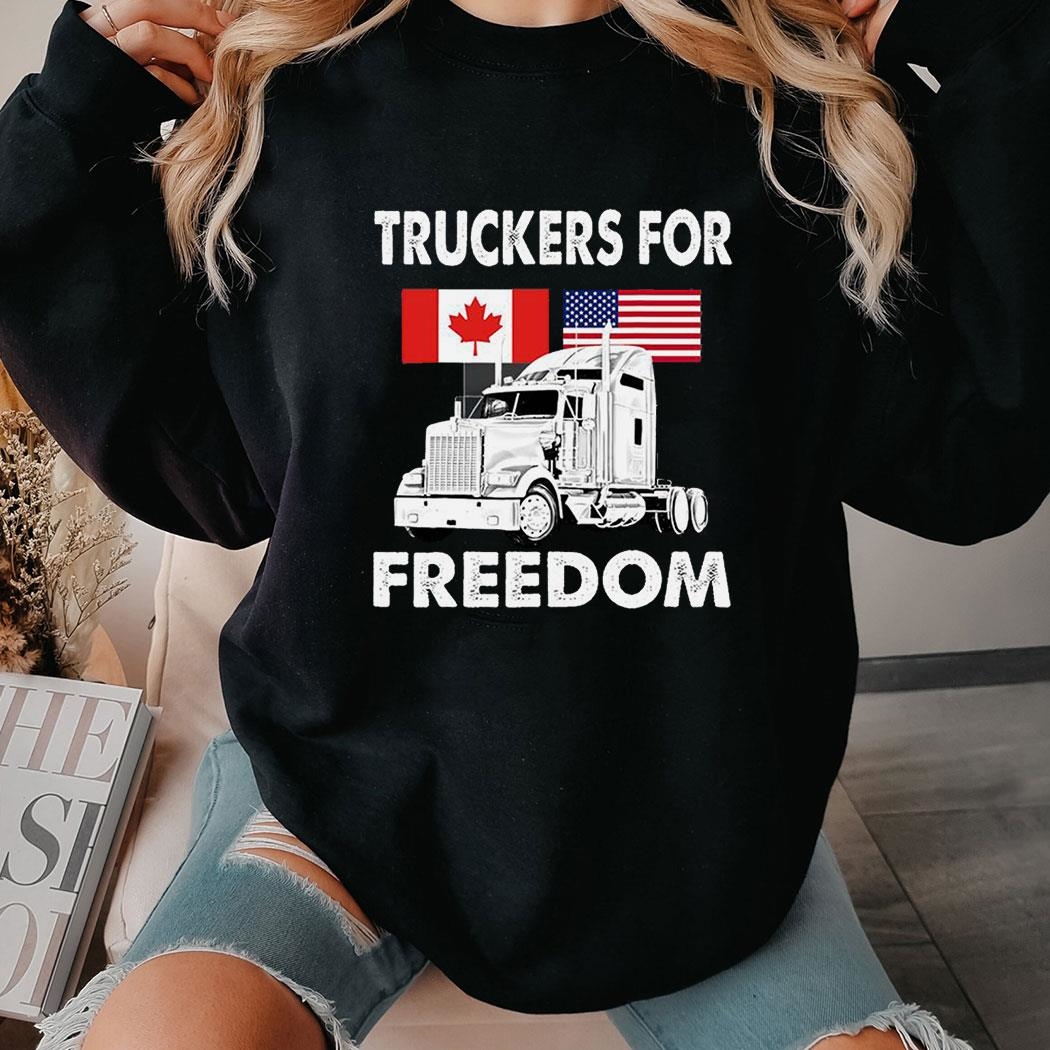 Canada Freedom Convoy 2022 Canadian Truckers Support Flag T-shirt Hoodie