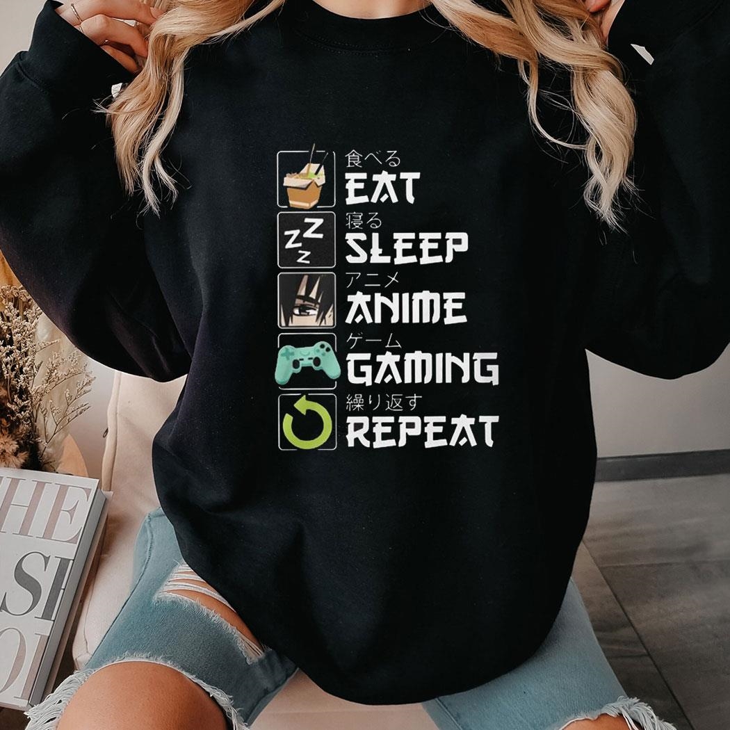 Eat Sleep Anime Gaming Repeat Shirt