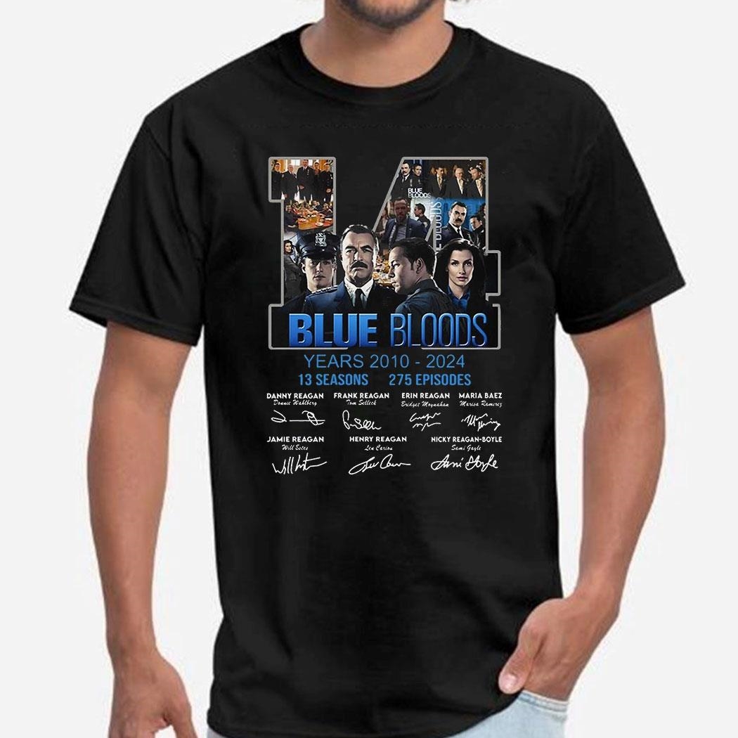 Blue Bloods 14 Years 2010 – 2024 13 Seasons 275 Episodes T-shirt Ladies Tee Blue Bloods 14 Years 2010 – 2024 13 Seasons 275 Episodes T-shirt Ladies Tee