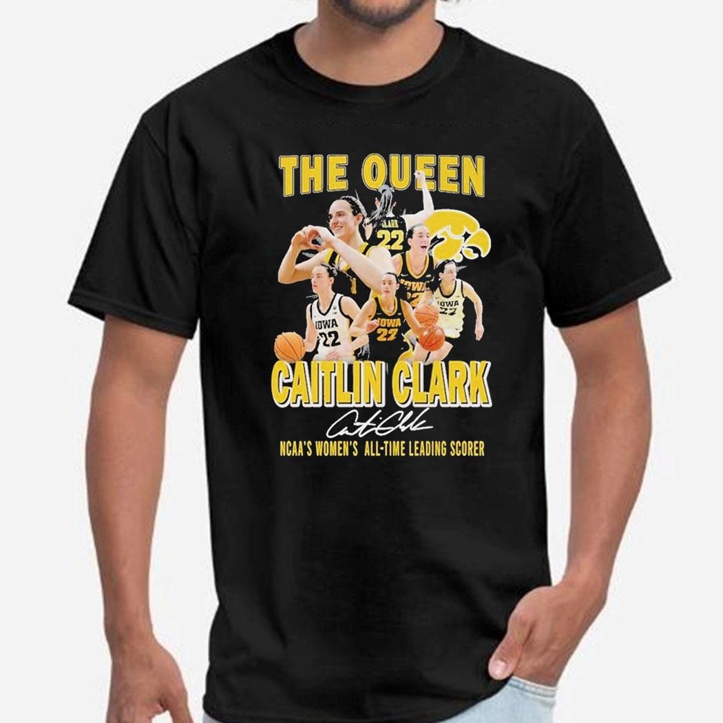 Official Caitlin Clark Iowa Hawkeyes The Queen Of Record Shirt Ladies Tee