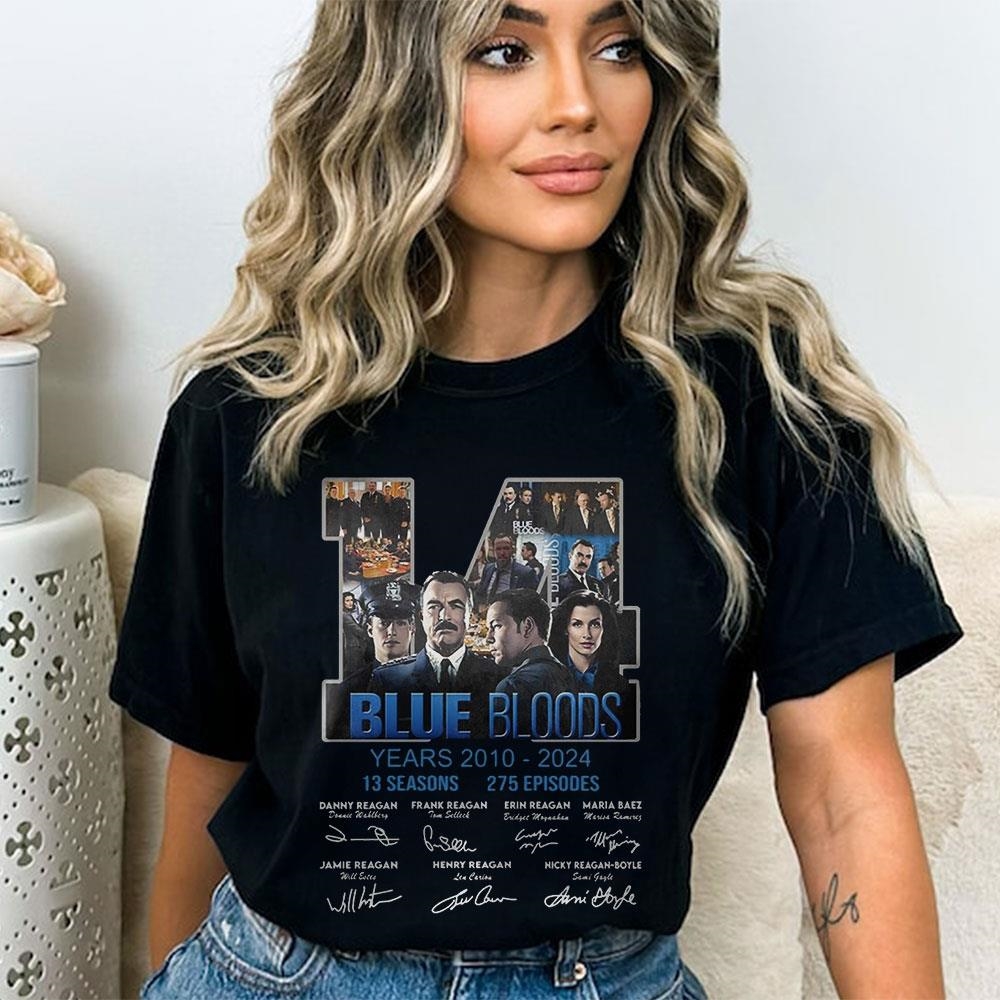 Blue Bloods 14 Years 2010 – 2024 13 Seasons 275 Episodes T-shirt Ladies Tee Blue Bloods 14 Years 2010 – 2024 13 Seasons 275 Episodes T-shirt Ladies Tee