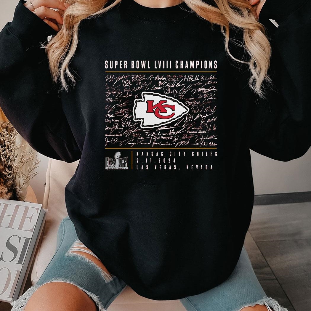 Kansas City Chiefs Super Bowl Lviii Champions Roster Autograph Signing Shirt