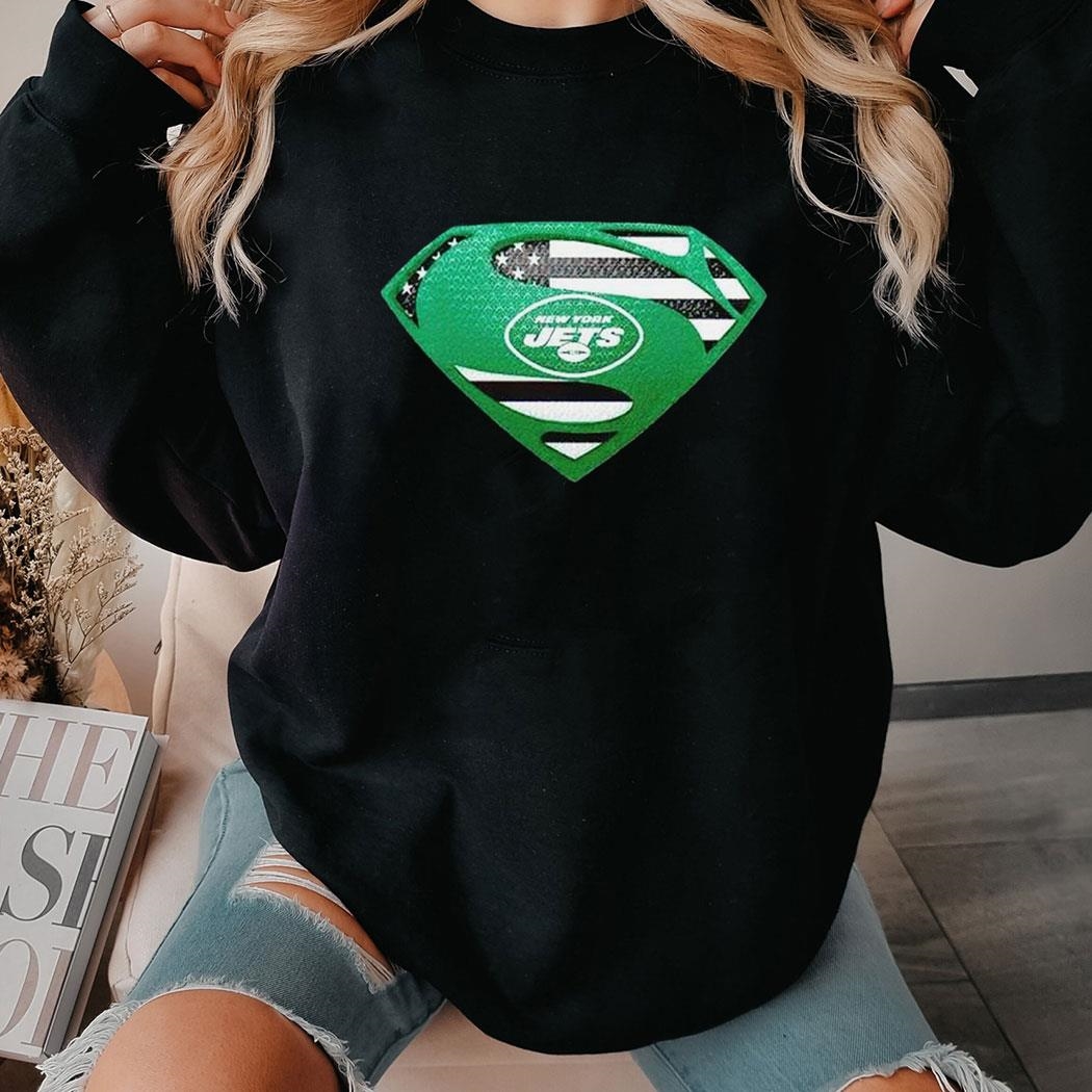 New York Jets Superman Usa Flag Inside Shirt Ladies Tee