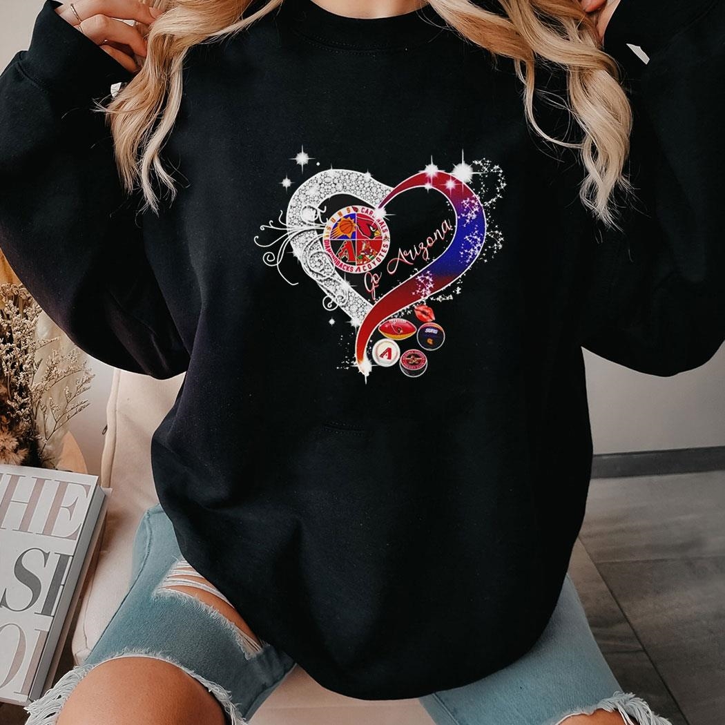 Official Arizona Sport Teams Go Arizona In Heart Shirt Ladies Tee